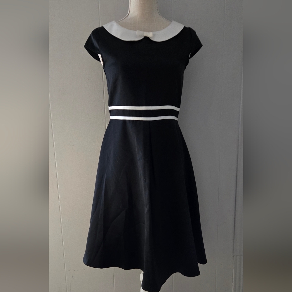 Elegant Black Dress with White Accents